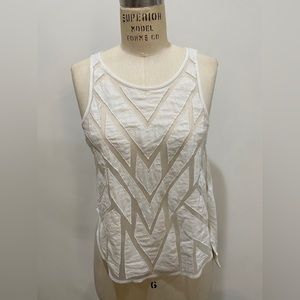 Free People white geometric sheer sleeveless top size XS